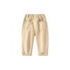 Children's Clothing Spring and Autumn Boys' Casual Pants Kids Solid Color Label Fashion Pants Baby Boys Low-Waist Elastic Waistband Long Pants