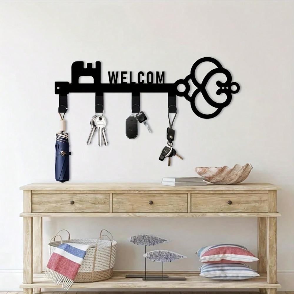 Bohemian Metal Key Holder Wall Decor with Multiple Hooks Durable Art for Home Office Porch Terrace