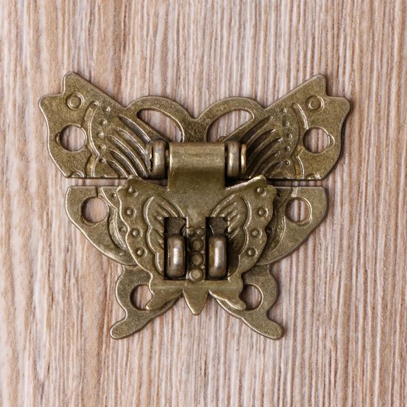 Butterfly Latch Hasp Screws, Small Wooden Jewelry Boxes Suitcase Cabinet Lock Latches, Bronze, Antique Look