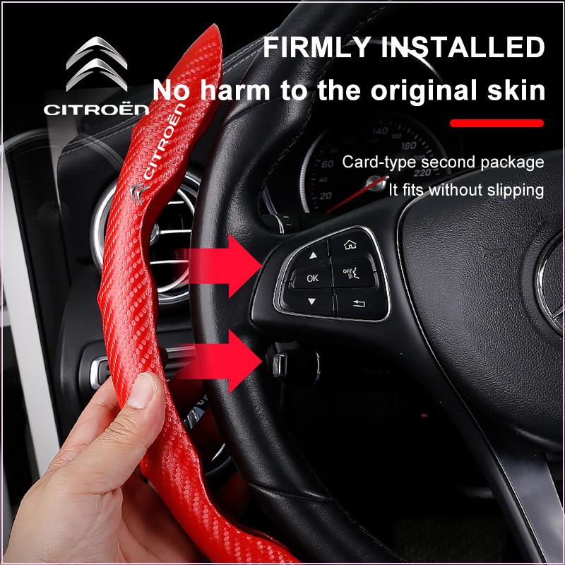 2pcs Carbon Fiber Non-Slip Steering Wheel Cover Car Accessories for Citroen DS SPIRIT 2 3 4 5 6 7 DS2 DS3 DS4 DS5 DS6 DS7