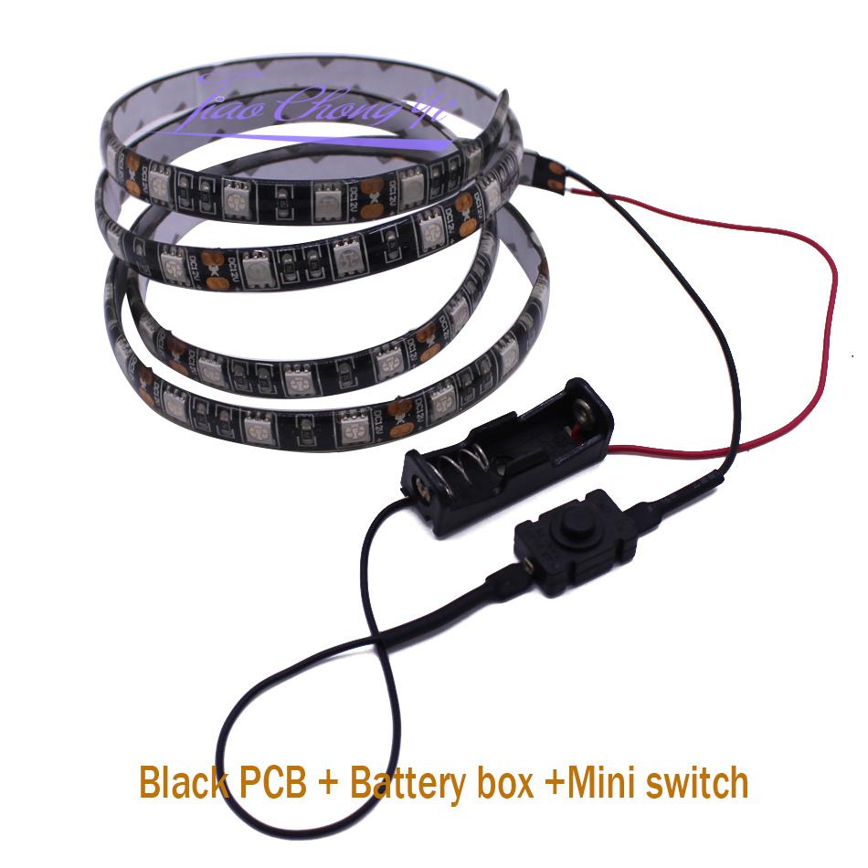 Switch Battery Powered LED Strip 12V 5050 Red Green Blue White Single Color Flexible LED Strip I65 Waterproof Indoor Decoration