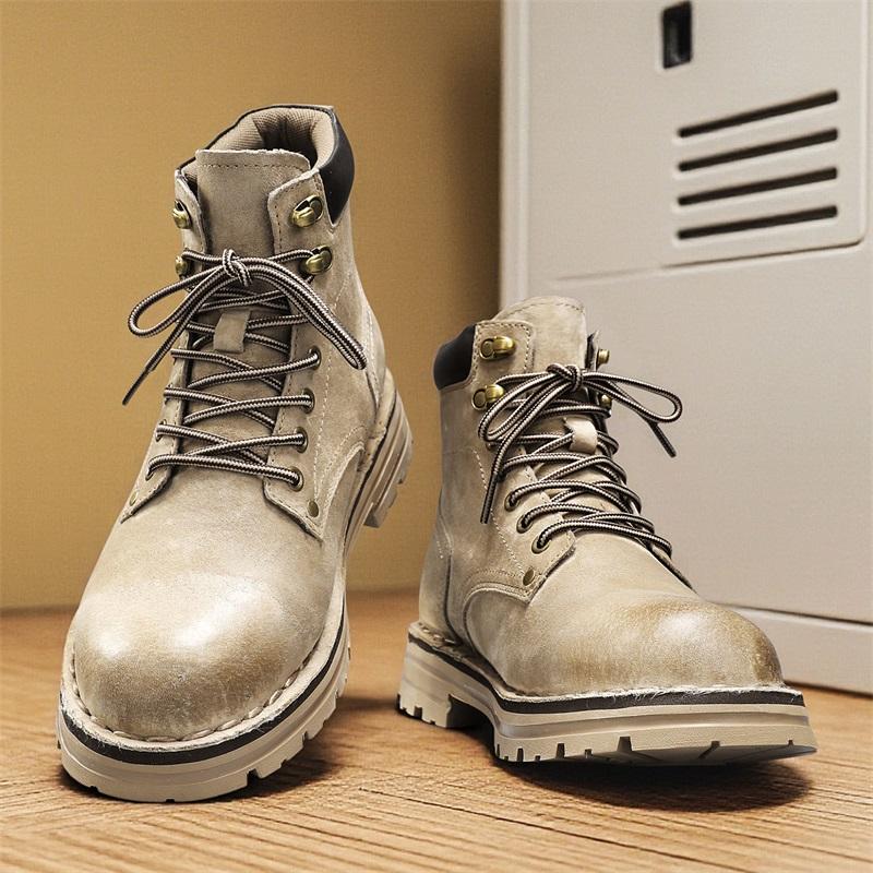 Luxusmarke Outdoor Herrenstiefel High-Top Leder Wanderschuhe Klassische Herren-Knöchelschuhe Motocross-Sneaker Lässige Lederschuhe