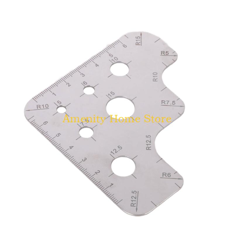 F26C Leather Cutting Tool Corner Cutter Drawing Template Portable Stainless Steel Ruler with Easy to Read Scale