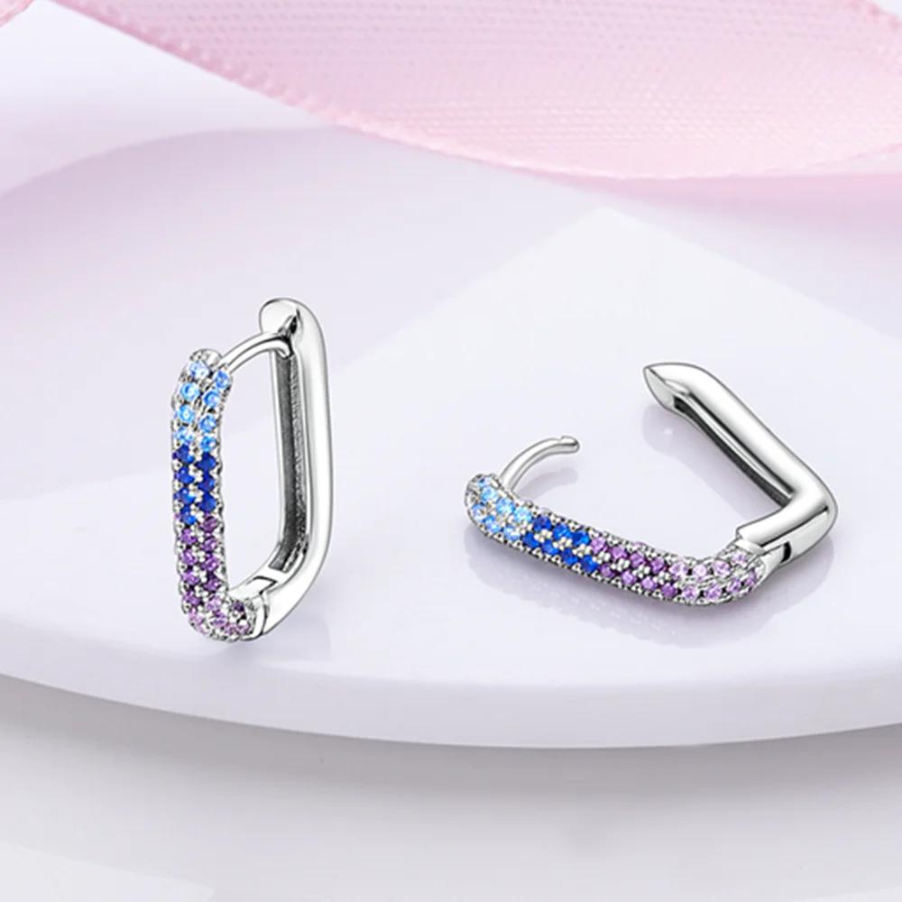 

925 Silver Rainbow Full-Inlaid Earrings Luxury Jewelry Gift For Female Girl Party Fashion Pendientes