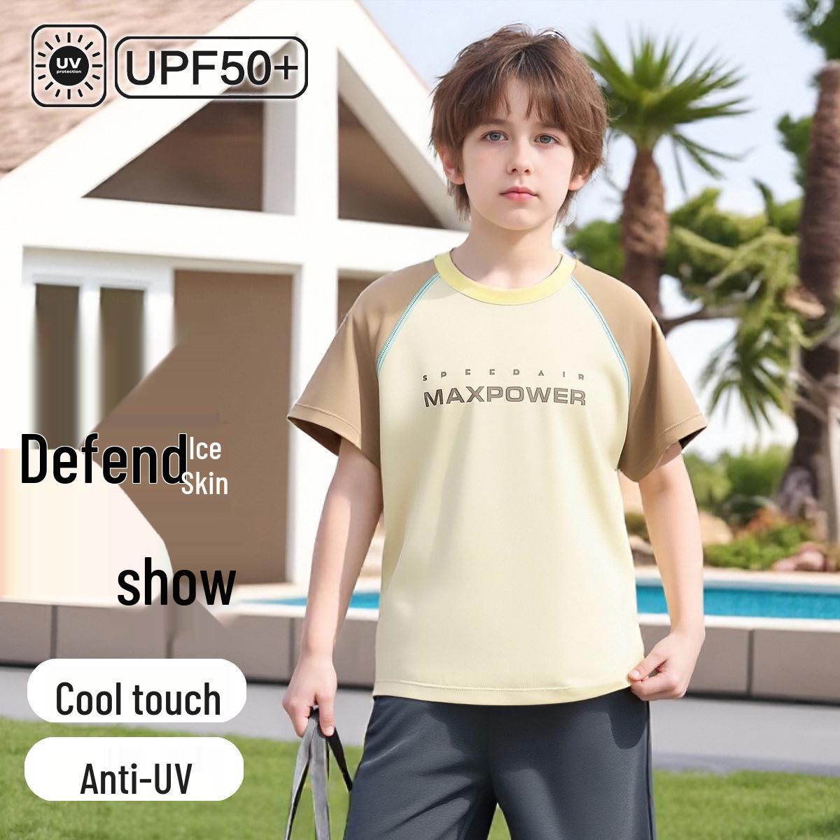 Ice Silk Boys  Quick-Dry Summer T-Shirt - Cooling, UV50+ Sun Protection, Short Sleeve for Kids, Sport & Outdoor Wear 120 (105-115cm/40-50kg)
