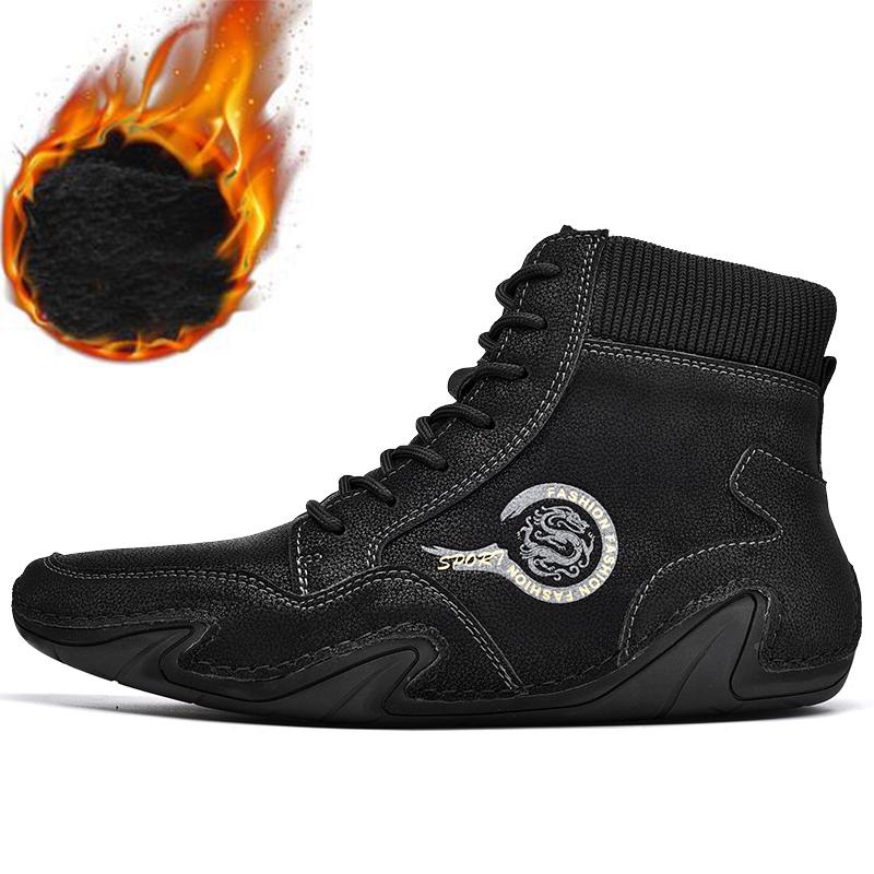 

Зимние мужские повседневные туфли с высоким берцем, ручной работы, искусственный плюш, большой размер, резина, мягкая подошва, для вождения автомобиля, мужские мокасины 46 прохладный черный