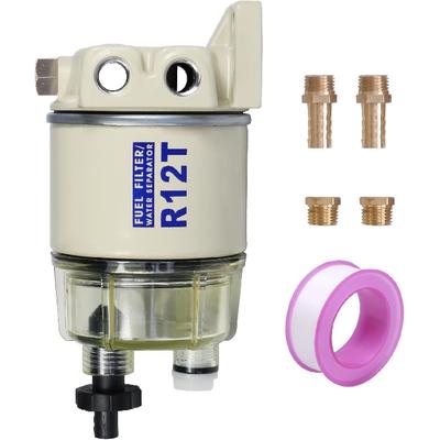 CARMOCAR Marine Fuel Water Separator/Diesel Fuel Filter/Water Separator For R12T MARINE SPIN-ON HOUSING 120AT NPT ZG1/4-19 Includes 2 Fittings,2