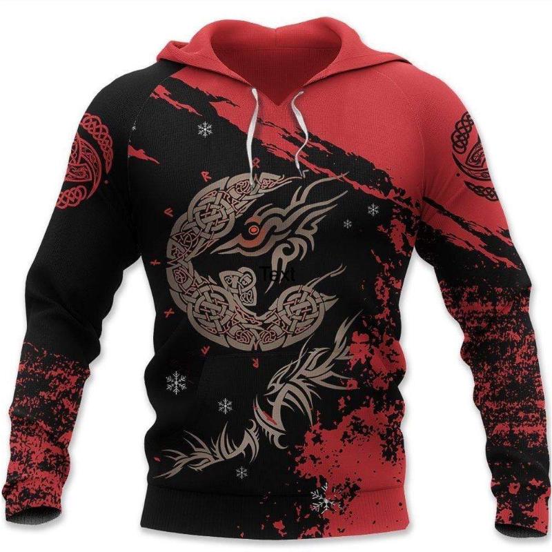 Hoodie Men 3D Print New Viking Mythology Vintage Style Tops Oversized Casual Long Sleeve Pullover Clothes Clothing Spring Autumn