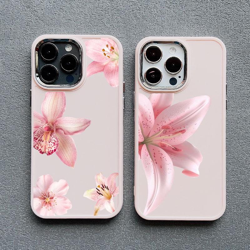 Silicone Phone Case For iPhone 15 16 14 Pro Max Plus 13 12 11 Pro Max XR XS X 7 8 SE2 Lily Orchid Flower Bloom Luxuriantly Cover