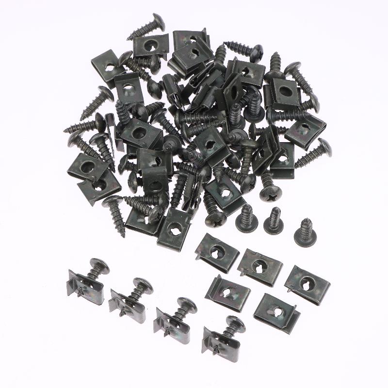 40/100Pcs Anti-Rust Protection Clip Screw Iron Sheet Kit Self Tapping Screws Fastener Clip For Car Moto U-Type Clip With Screw