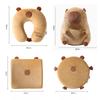Cute Cartoon Capybara U-shaped Pillow Soft Travel Neck Support Pillow Eye Mask Pillow 2 In 1 Office Chair Cushions
