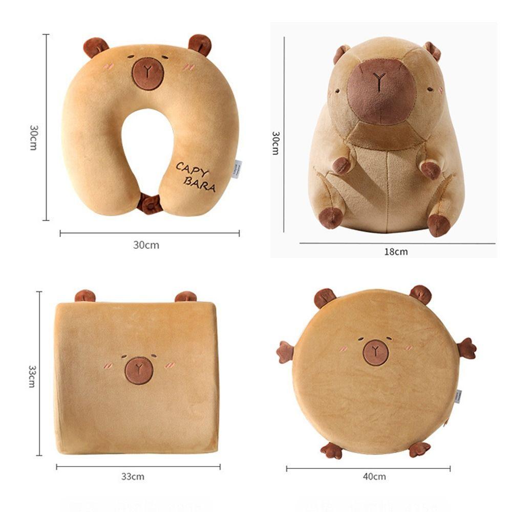 Cute Cartoon Capybara U-shaped Pillow Soft Travel Neck Support Pillow Eye Mask Pillow 2 In 1 Office Chair Cushions