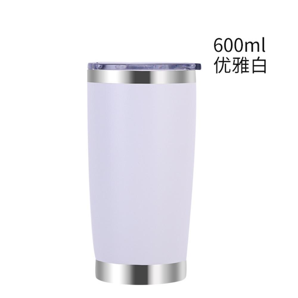 20oz Powder Coated 304 Stainless Steel Car Tumbler, Double Wall Vacuum Insulated Iced Coffee Travel Cup with Sliding Lid