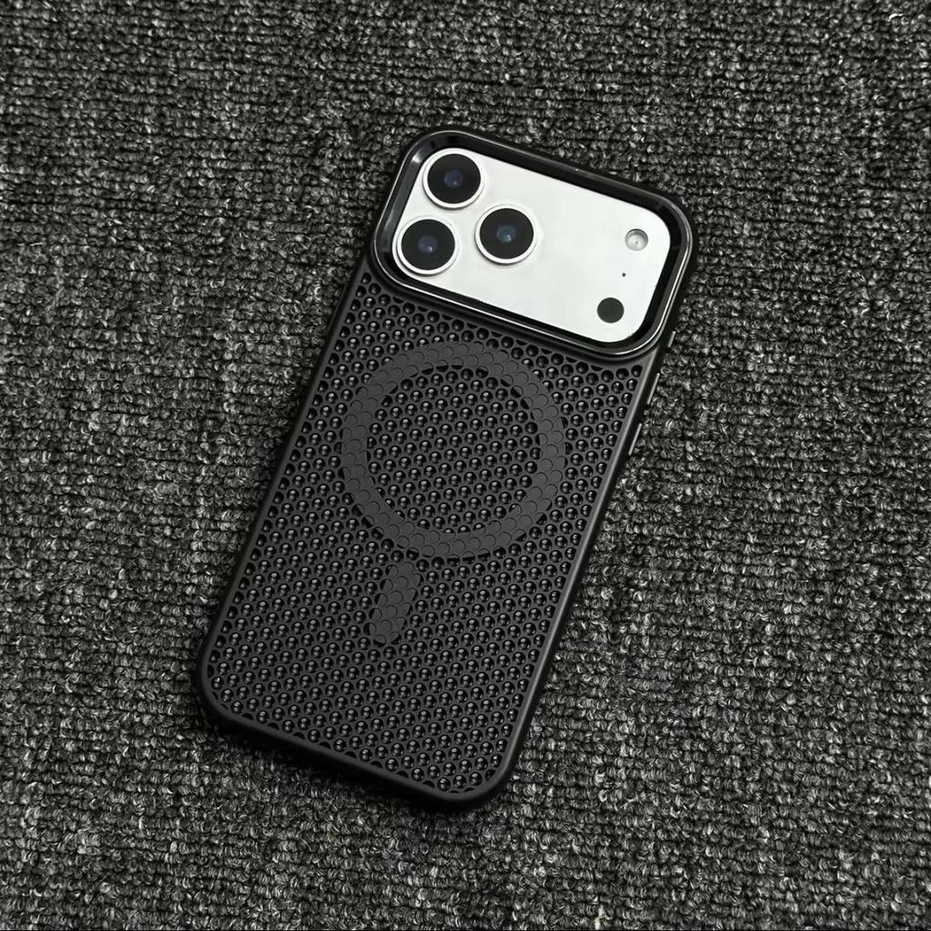 Honeycomb Mesh Heat Dissipation Metal Lens Case for iPhone 17 Pro Max - Apple 16 Magnetic 15 Compatible