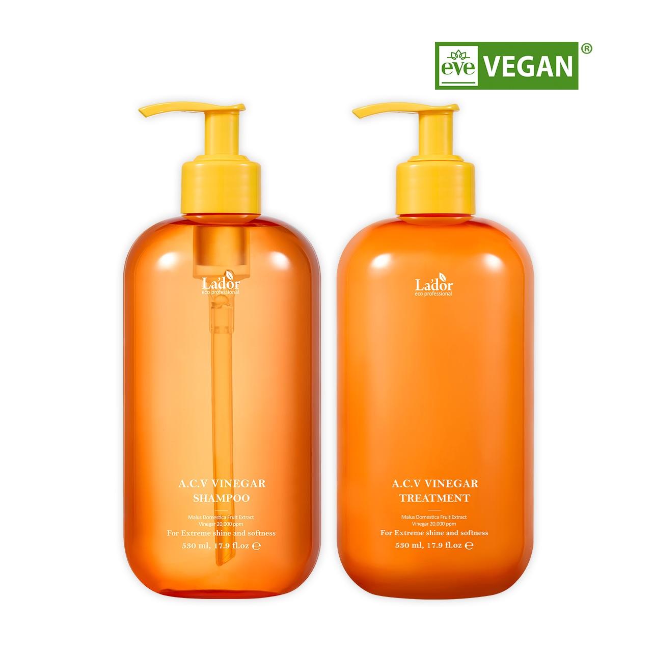 LADOR ACV Apple Cider Vinegar Shampoo & Treatment Set 530ml+530ml Scalp Deep Cleansing Shine Care
