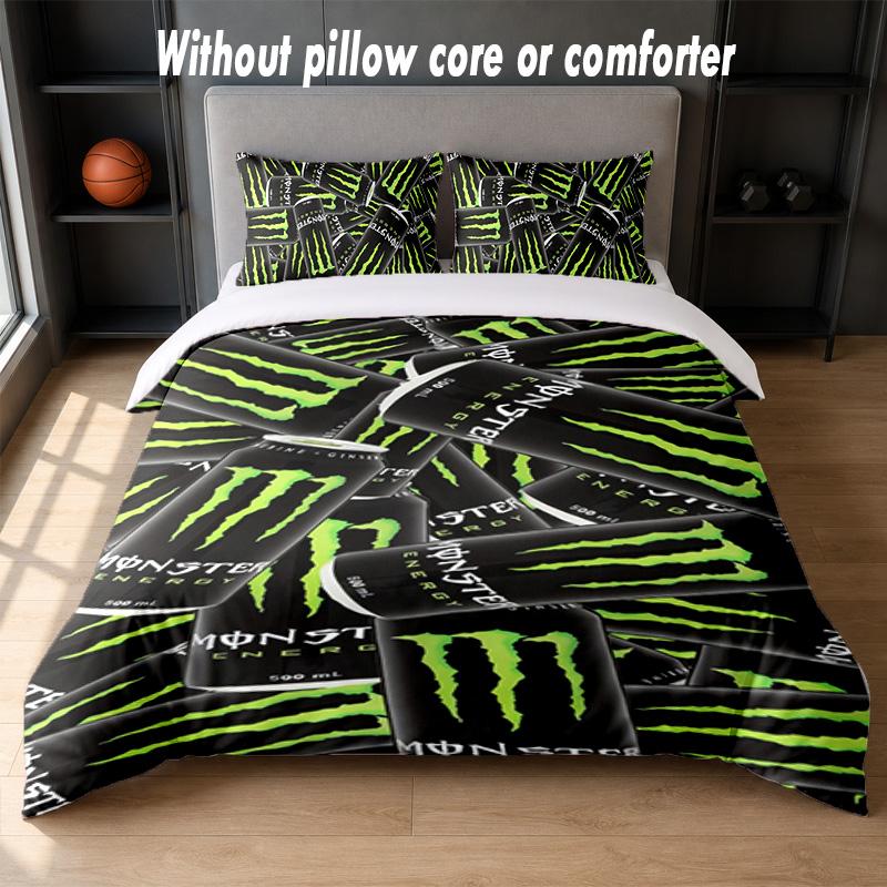 Set Biancheria da Letto Design Monster Energy 1 Copripiumino + 2 Federe Morbido Traspirante Biancheria da Letto per la Casa
