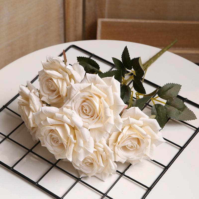Artificial Rose Bouquet With Colored Silk Flower For Wedding And Home Decor