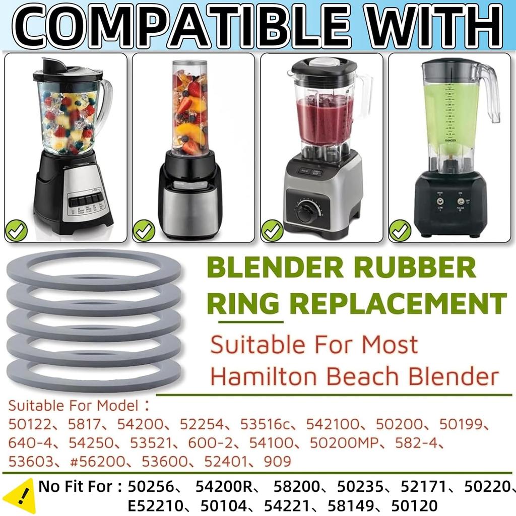 5-Pack Blender O-Ring Gasket Seal - Fits Hamilton Beach Blender/Food Processor Replacement Parts