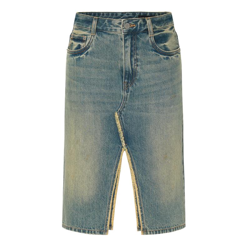 

MO&Co. Women s Mid-Waist Denim Straight Skirt XS