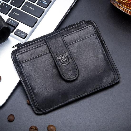 Anti-degaussing Design Short Snap Button Zipper Closure Faux Leather Men Wallet Multiple