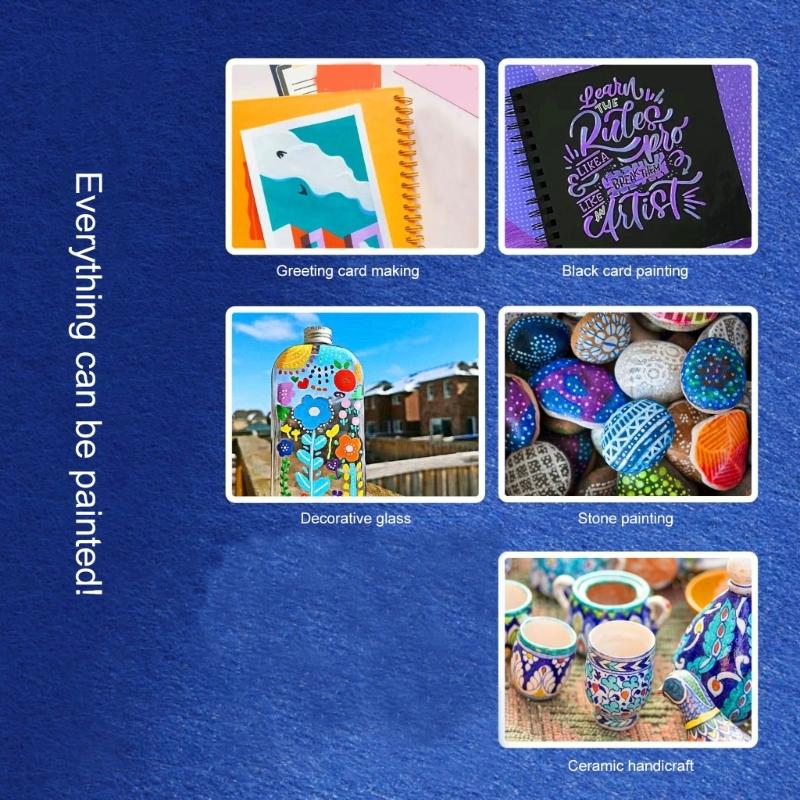 12/24/48 Color Acrylic Pen Acrylic Paint Pen Acrylic Paint Markers Acrylic Markers Set Craft Supplies for Drawing Stone