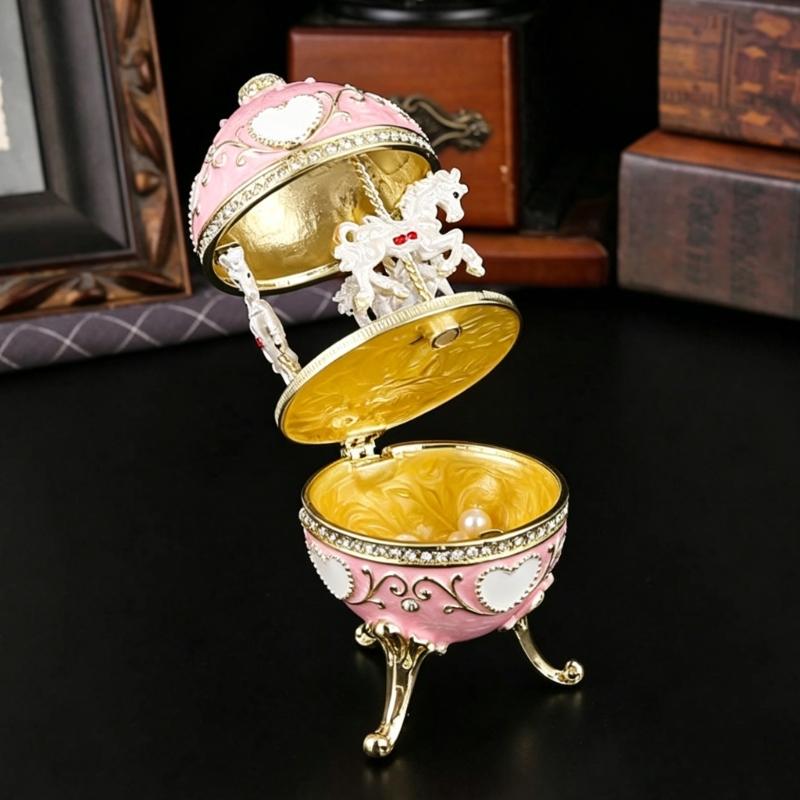 European Style Zinc Alloy Jewelry Organizers Featuring Rotating Carousel Design and Rhinestones Decors