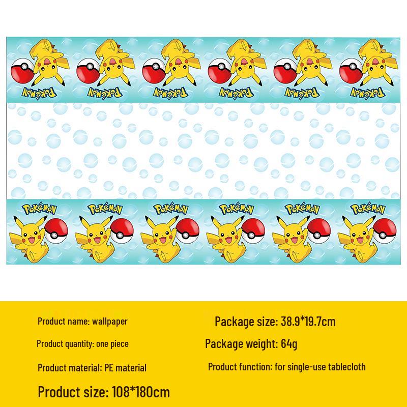 Pikachu Partyzubehör: Pappteller, Servietten, Becher, Tischdecke, Banner & Dekorationen