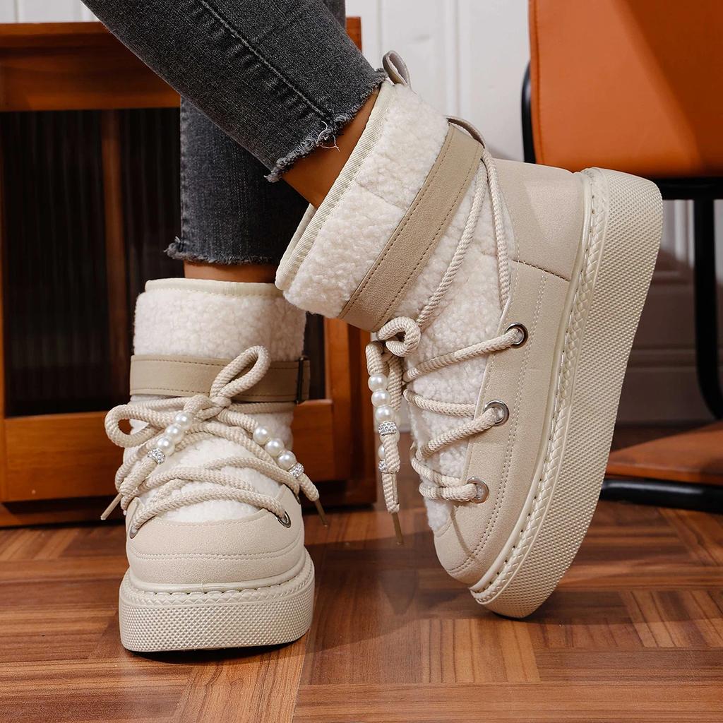 Fashionable New Elegant and Sexy Warm Work Boots Winter Round Toe Comfortable Thick Sole Anti Slip Casual Women's Snow Boots