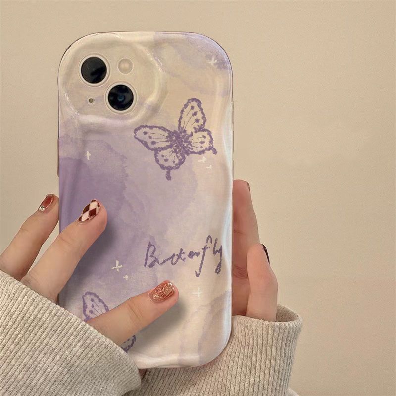 Light Purple Beautiful Butterfly Suitable for Apple 17 Promax Phone Case 16/15 Pro Soft Case