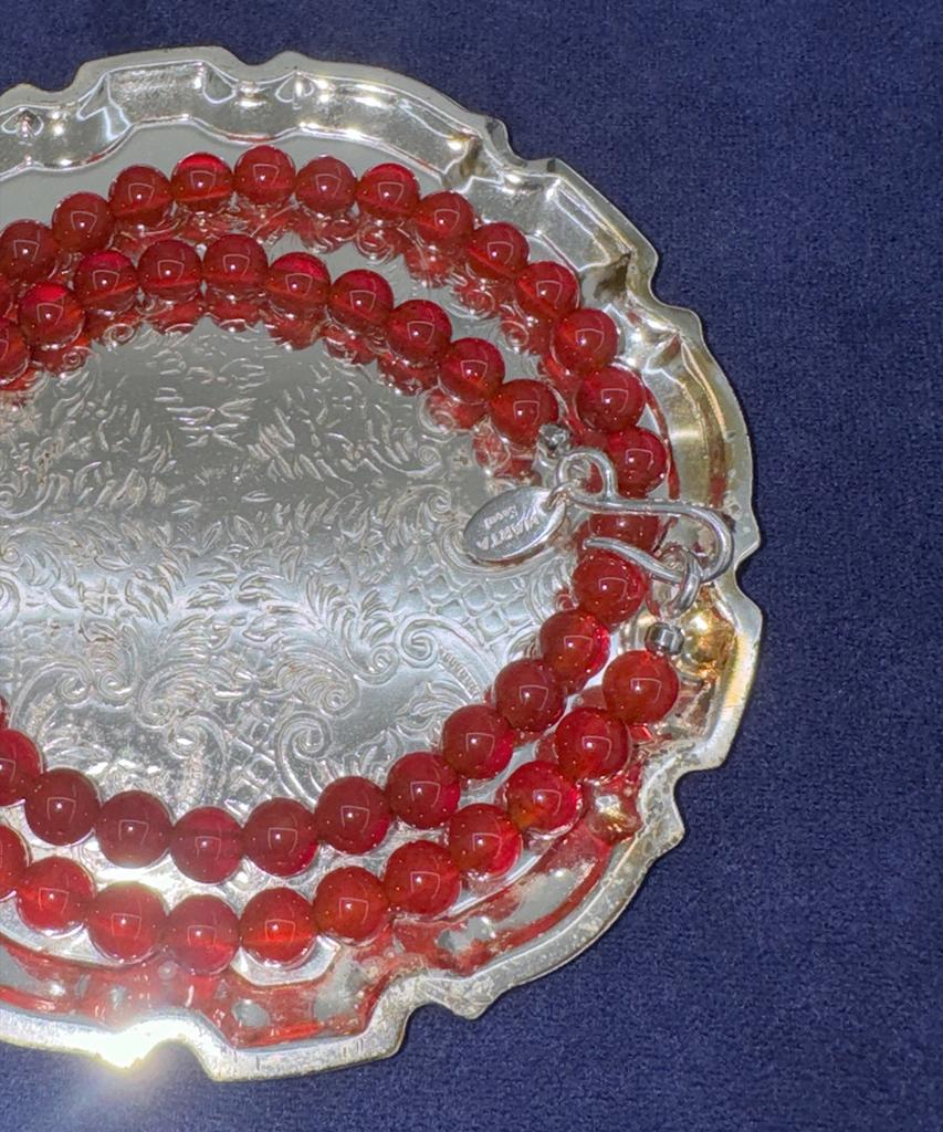 Marta 925 Silver. Carnelian Necklace (6Mm)