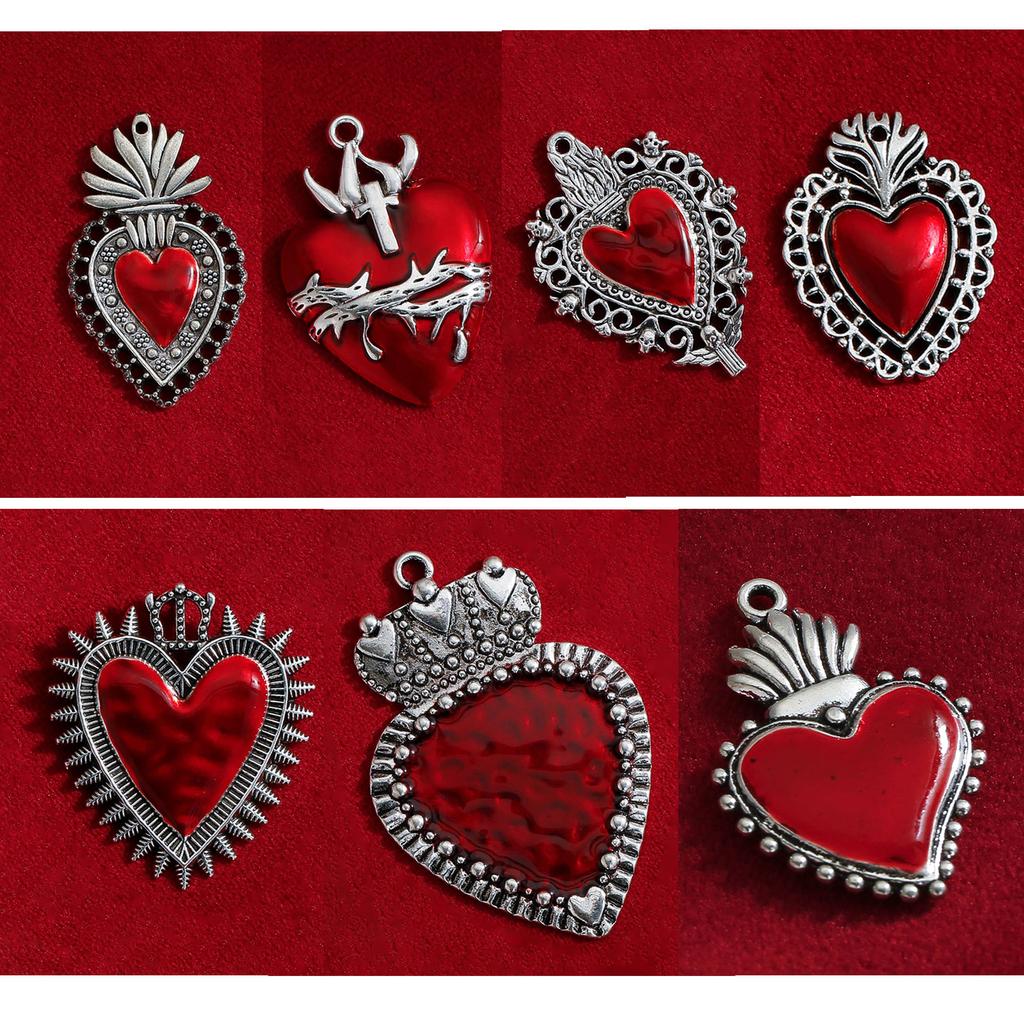 Vintage Gothic Alloy Jewelry Pendant Skull Heart Pendants Charm DIY Earrings
