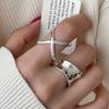 925 Silver Cross Ring For Girl Gift Irregular Geometric Punk Jewelry Accessories