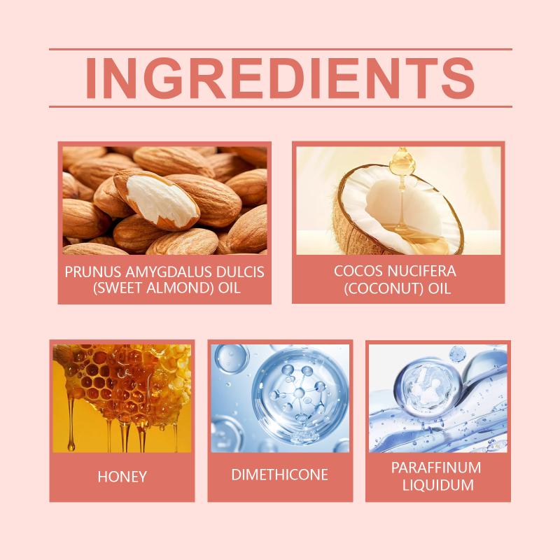Almond Coconut Honey Hair Oil For Damaged Dry Hair Nourishing Care Repair Shine Frizz Control Scalp Serum