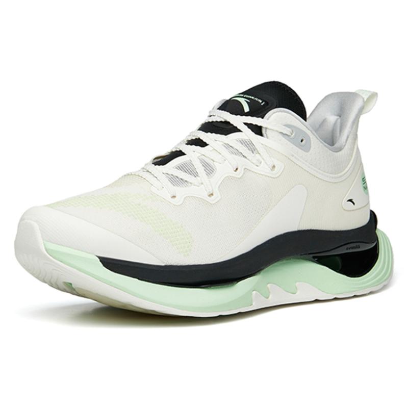 ANTA Running Shoes Men's Low top Ivory White/Bright Neon Green Sneakers 112225680A-1