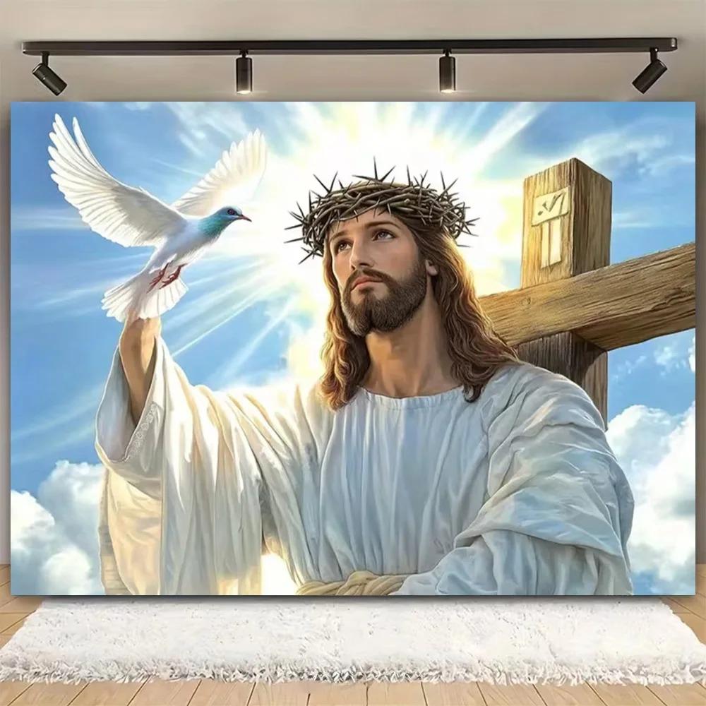 Easter Religion Jesus Theme Party Decoration Photography Background, Easter Egg Rabbit Banner Photography Studio Backdrop Cloth