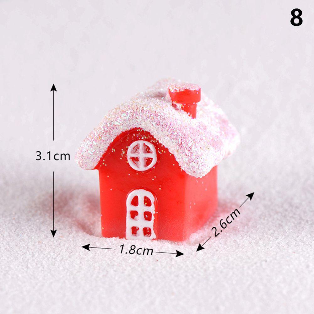 Micro Landscape Mini House Figurines Villa Model Miniature Snowcap Cottage Christmas Decorations