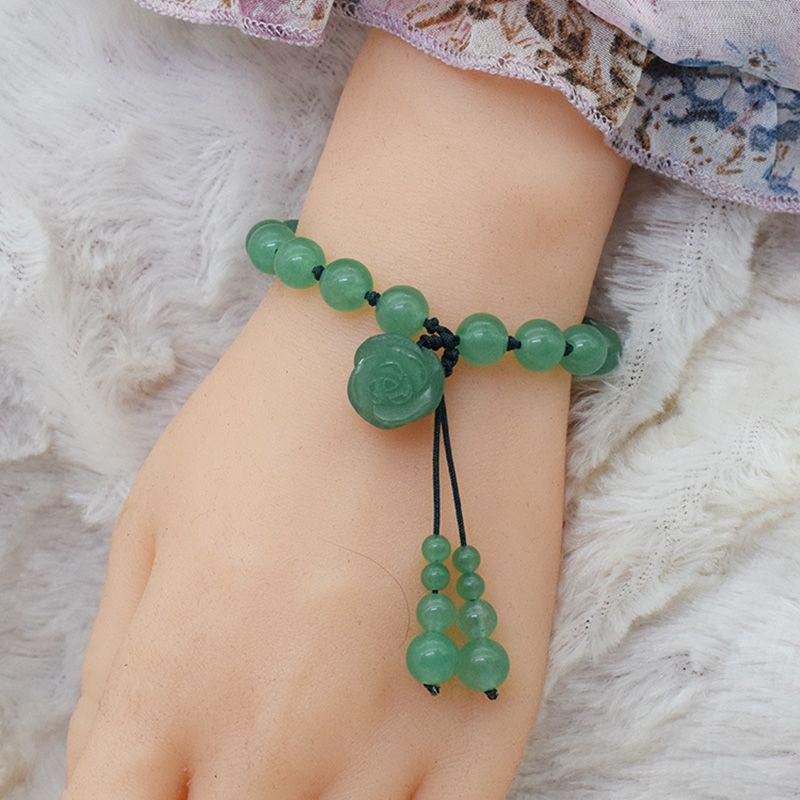 Handmade Dongling Jade Rose Flower Women's Bracelet