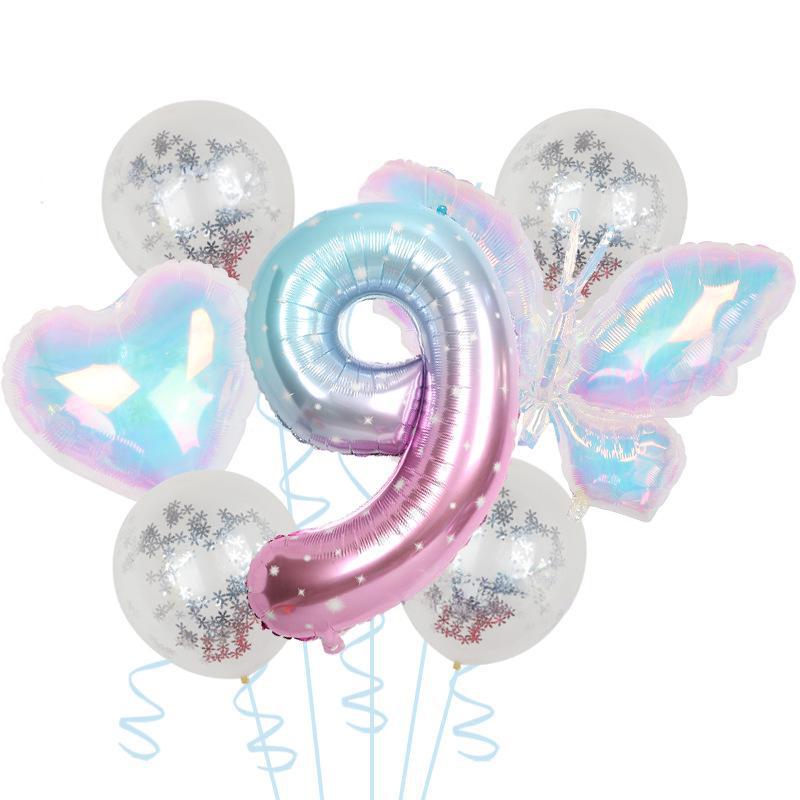 

Красочный Прозрачный Шарик-Бабочка Цветные Блестки Латексный Набор Один Год 40 Дюймов Звездное Небо Цифровое Оформление для Вечеринки по Случаю Дня Рождения Blue Purple Set 9