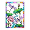 Waterproof Window Film Dragonfly Lotus Stained Glass Style Cling, Rainbow Suncatcher Static Pattern Decal, Privacy for Home Door Balcony Bathroom