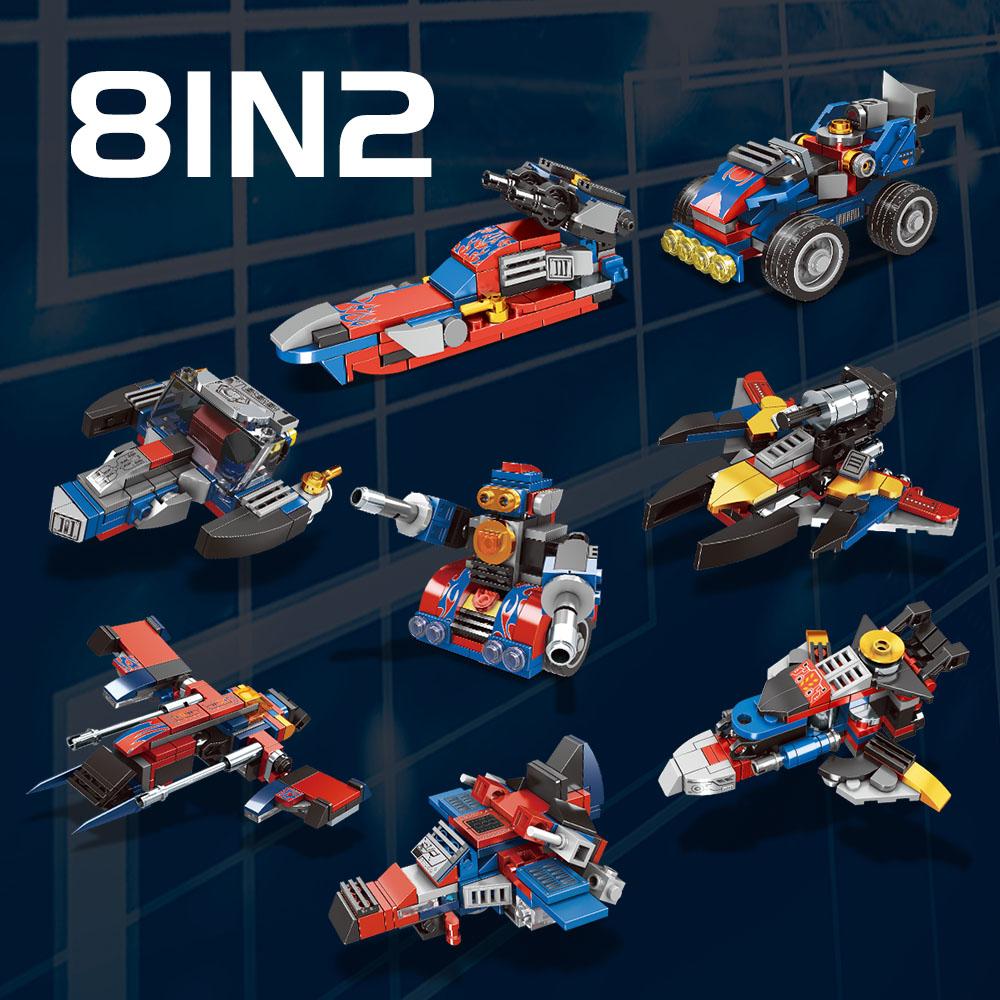 Roboter-Bauspielzeug-Set, einschließlich 2 Transforming-Roboter-Baukästen, Truck Soldier Overrun Soldier, Bau-LKW-Blöcke zum