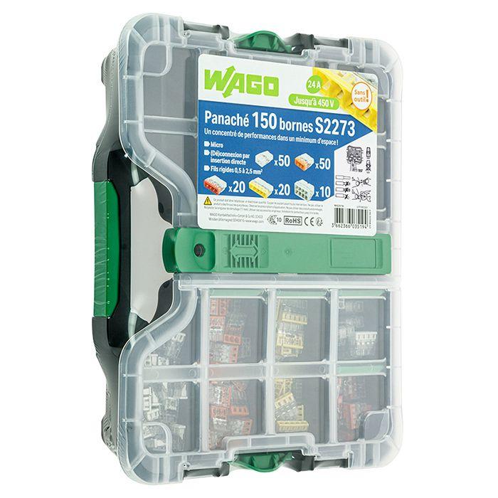 Malette de 150 bornes de connexion S2273 2, 3, 4, 5 et 8 entrées - fils rigides