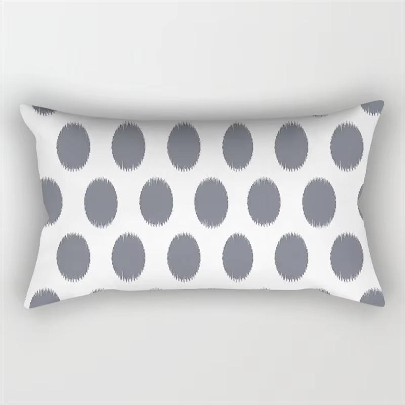 Patchwork Grey Geometric Pattern Print Decoration Bedroom Living Room Office Waist Support Home Rectangular Pillowcase