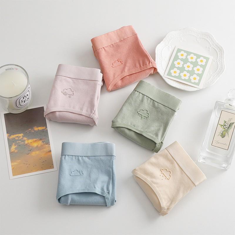 Women's Mid-Waist Pure Cotton Panties - Solid Color with All-Cotton Crotch