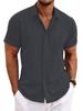 2025 Men's Plus Size Loose Cotton Linen Short-sleeve Solid Beach Shirt