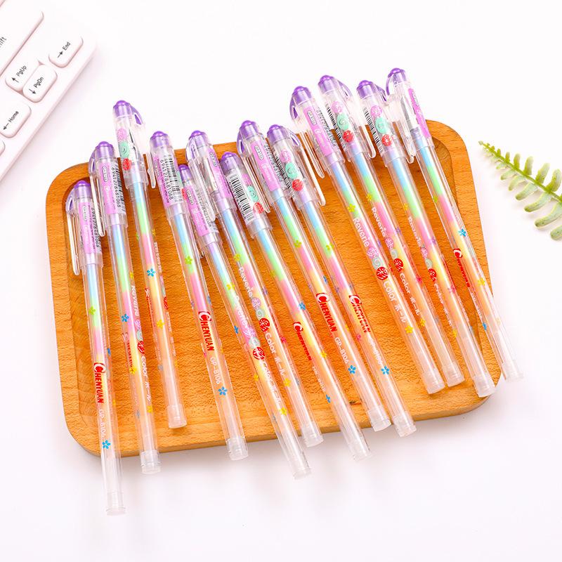 1 Parça Kore Kırtasiye Karikatür Sevimli Güzel Şeker Metin İşaretleyici Jel Kalemler Öğrenci Okul Malzemeleri 7 Renk Değiştir Çiz