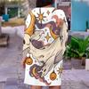 Women Plus Size V Neck Long Sleeve Halloween Ghost Pumpkin Printed White Fitted Straight Dress