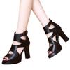 Fashion High heeled cool boots 2025 summer new hollow fish mouth Roman shoes fashionable women's sandals