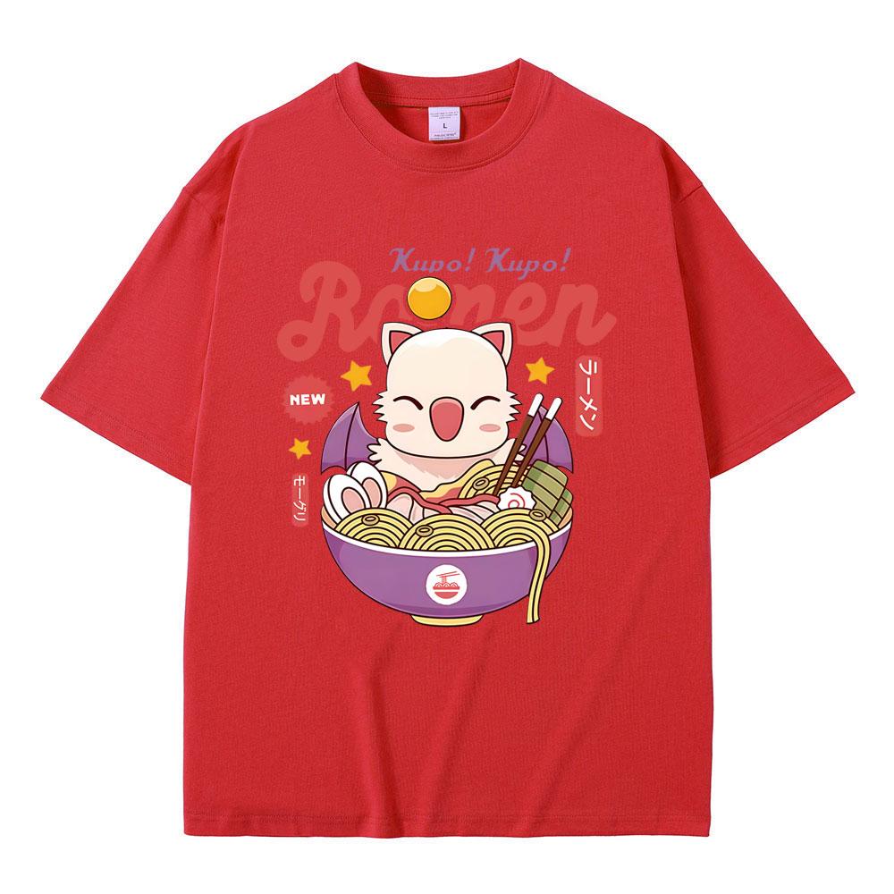 Game FINAL FANTASY XIV Merch Tshirt Funny Moogle Kupo Ramen Graphic Tshirts Men Women Casual Oversized Vintage Cotton Tshirts S