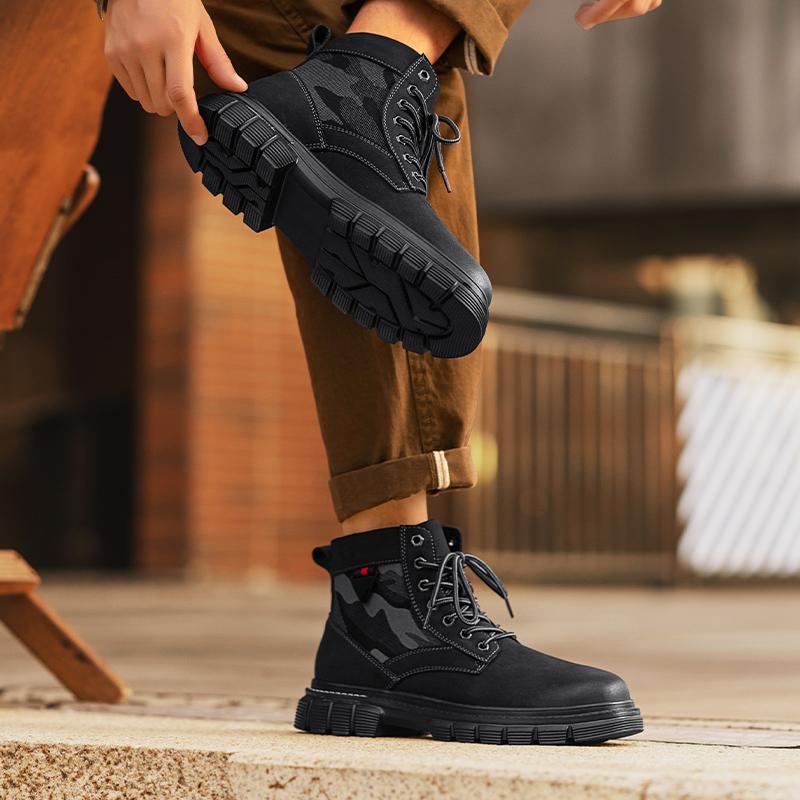Retro pánské kotníkové boty Vodotěsné ležérní kožené boty Boty s vysokým svrškem pro muže Protiskluzové pracovní boty