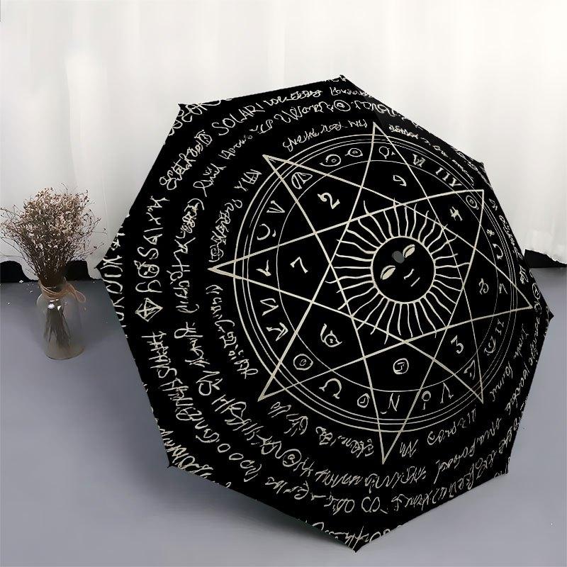 Enchanted Pentagram Symbol Tapestry, Mystic Decor for Your Space Umbrella, Cute Umbrella with Cute Design, Portable 3-Fold Compact Umbrella for Men &